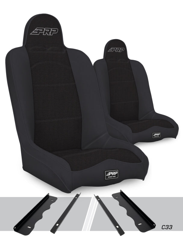 PRP Daily Driver High Back Suspension Seats Kit (Pair) - Black — Fits 1995-2001 Jeep Cherokee XJ