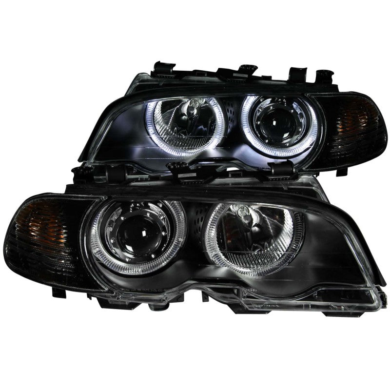 Faros delanteros con proyector ANZO 2000-2003 BMW Serie 3 E46 con Halo negro