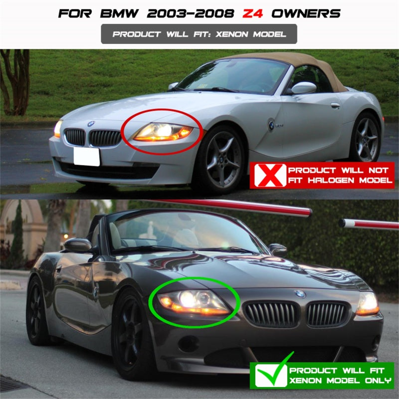 Faros delanteros de proyector Spyder BMW Z4 03-08, solo modelos Xenón/HID - Halo LED negro PRO-YD-BMWZ403-HID-BK