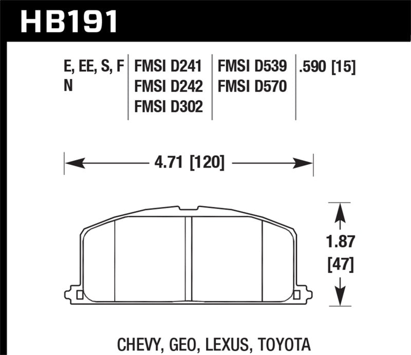 Pastillas de freno delanteras Hawk 87 Toyota Corolla FX16 HP+ Street