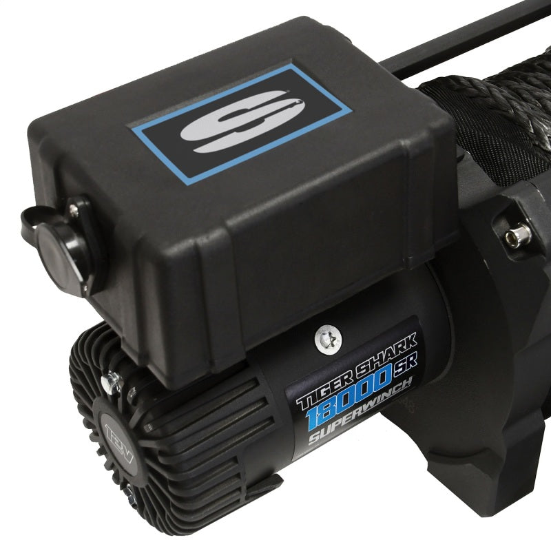 Cabrestante Superwinch 18000 LBS 12 V CC 33/64 in x 79 ft Cuerda sintética Cabrestante Tiger Shark 18000SR