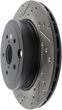 Cargar imagen en el visor de la galería, StopTech 08+ Subaru STI (Will Not Fit 05-07) Slotted &amp; Drilled Sport Brake Rotor