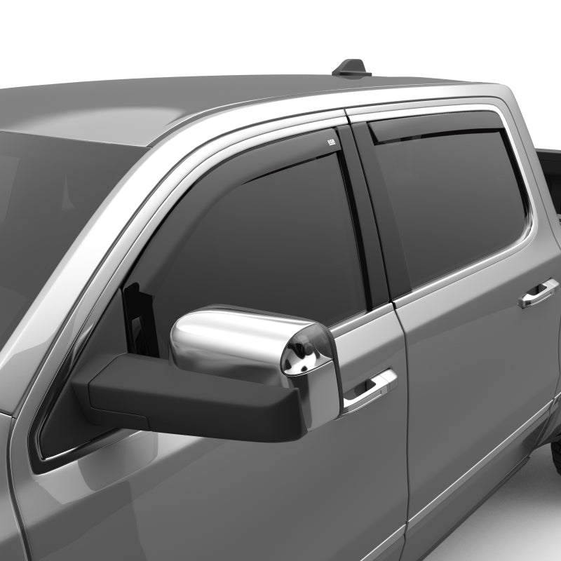 Juego de 4 viseras para ventanas en canal SlimLine para Dodge Ram 1500 Crew Cab 2019 de EGR, color humo oscuro