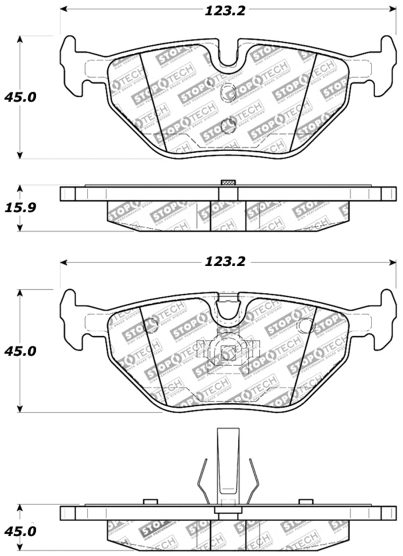 StopTech Performance Rear Brake Pads — Fits 01-02 Z3, 03-09 Z4, 90-07 3 Series, 99-09 Saab 9-5