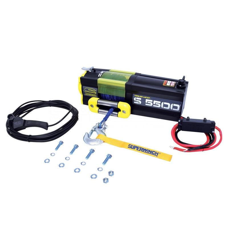 Cabrestante Superwinch S5500 de 5500 libras, 12 V CC, 1/4 pulg. x 60 pies, cuerda sintética