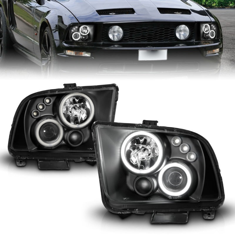 Faros delanteros con proyector ANZO 2005-2009 Ford Mustang con Halo negro