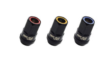 Cargar imagen en el visor de la galería, Wheel Mate Muteki HR38 Open End Lug Nuts 12x1.25 Black Chrome / Blue Ring