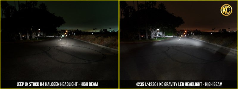 KC HiLiTES Gravity LED 7in. H4 DOT Headlight Pair — Fits 1997-2006 Jeep TJ Wrangler