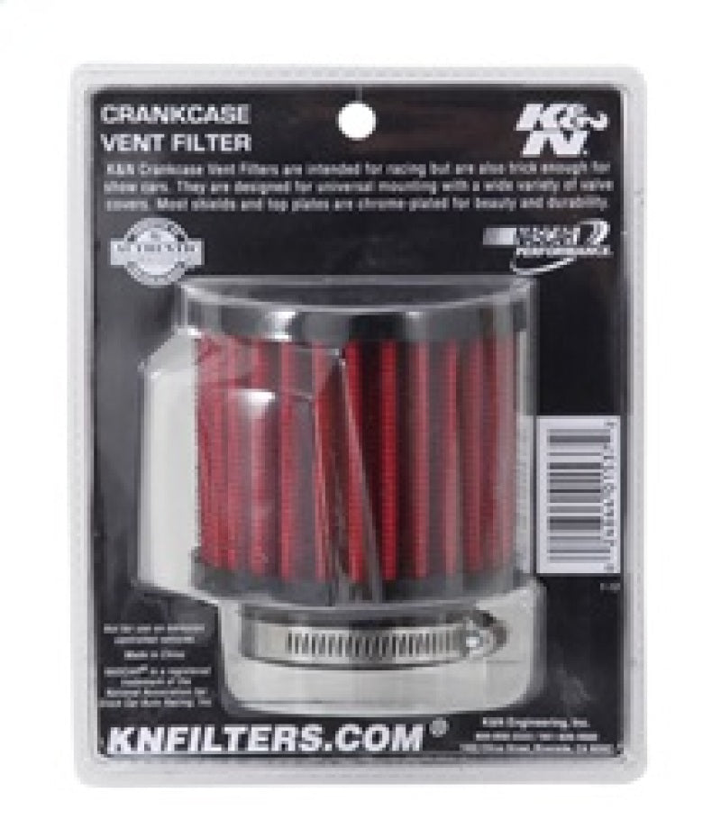 K&N 62-1470 Crankcase Vent Filter - 1.75in Flange ID x 3in OD x 2.5in H Rubber Top