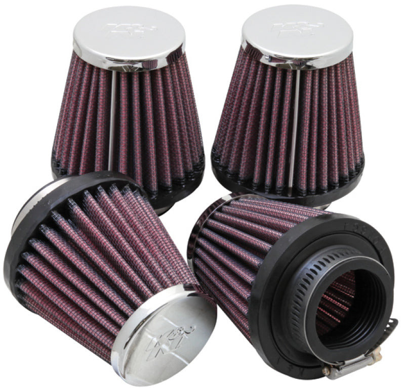 K&N Universal Oval Chrome Air Filter 1 9/16" Flange — Fits Honda CB750, Kawasaki KZ650, Suzuki GS550
