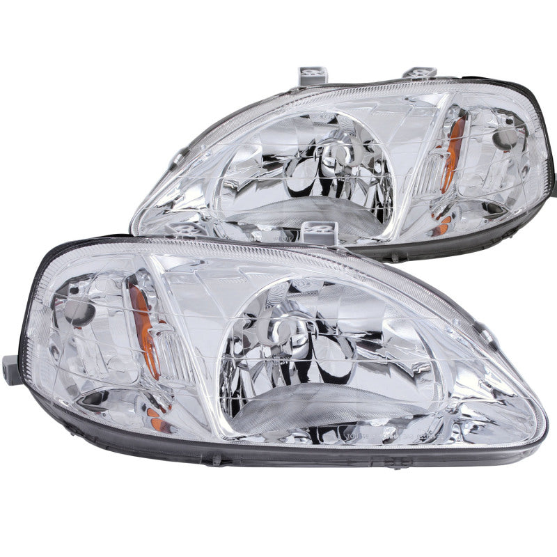 Faros delanteros cromados de cristal para Honda Civic ANZO 1999-2000