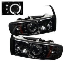 Cargar imagen en el visor de la galería, Faros delanteros de proyector LED Halo LED Smke Spyder Dodge Ram 1500 94-01 94-02 PRO-YD-DR94-HL-AM-SMC