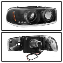 Cargar imagen en el visor de la galería, Faros delanteros de proyector LED Halo LED negro Spyder GMC Sierra 1500/2500/3500 99-06 PRO-YD-CDE00-HL-BK