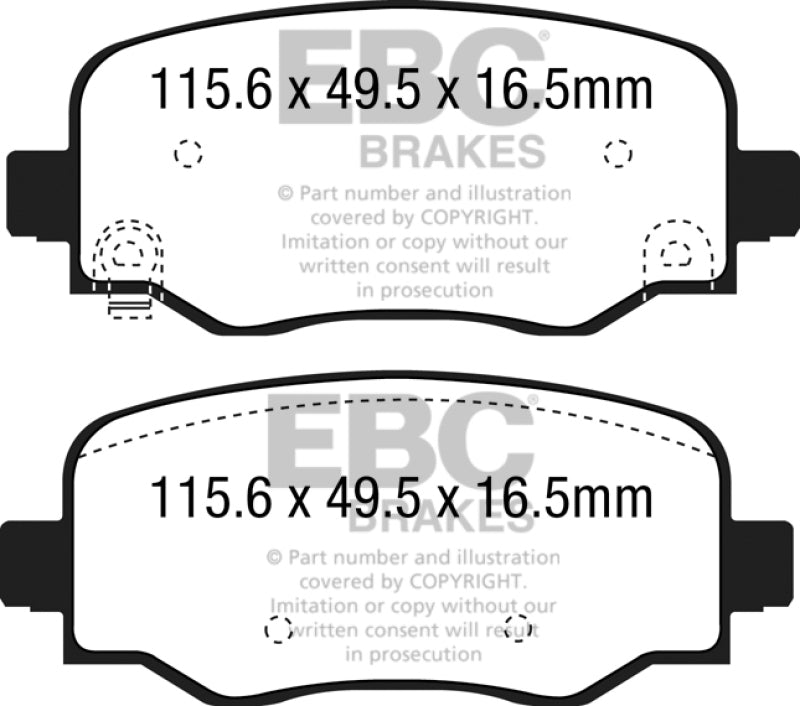 EBC 15+ Fiat 500X 1.4 Turbo Yellowstuff Rear Brake Pads