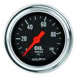 Autometer Traditional Chrome 2-1/16in 100 PSI Mechanical Oil Pressure Gauge