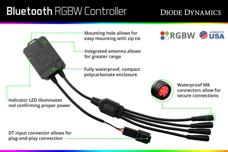 Controlador Bluetooth RGBW M8 de 1 canal de Diode Dynamics