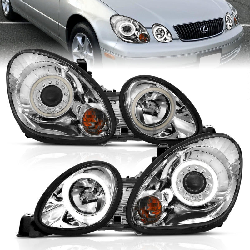 Faros delanteros con proyector ANZO 1998-2005 Lexus Gs300 con Halo cromado