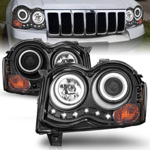 Cargar imagen en el visor de la galería, ANZO 2008-2010 Jeep Grand Cherokee Projector Headlights w/ Halo Black (CCFL)