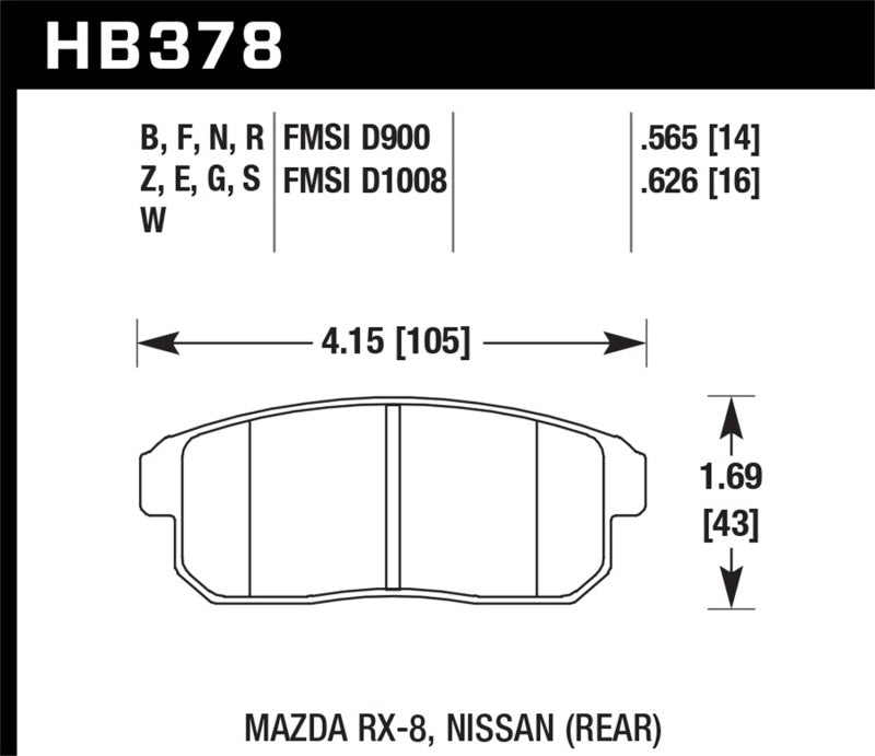 Hawk Mazda RX-8 / Nissan Track DTC-30 Race Rear Brake Pads