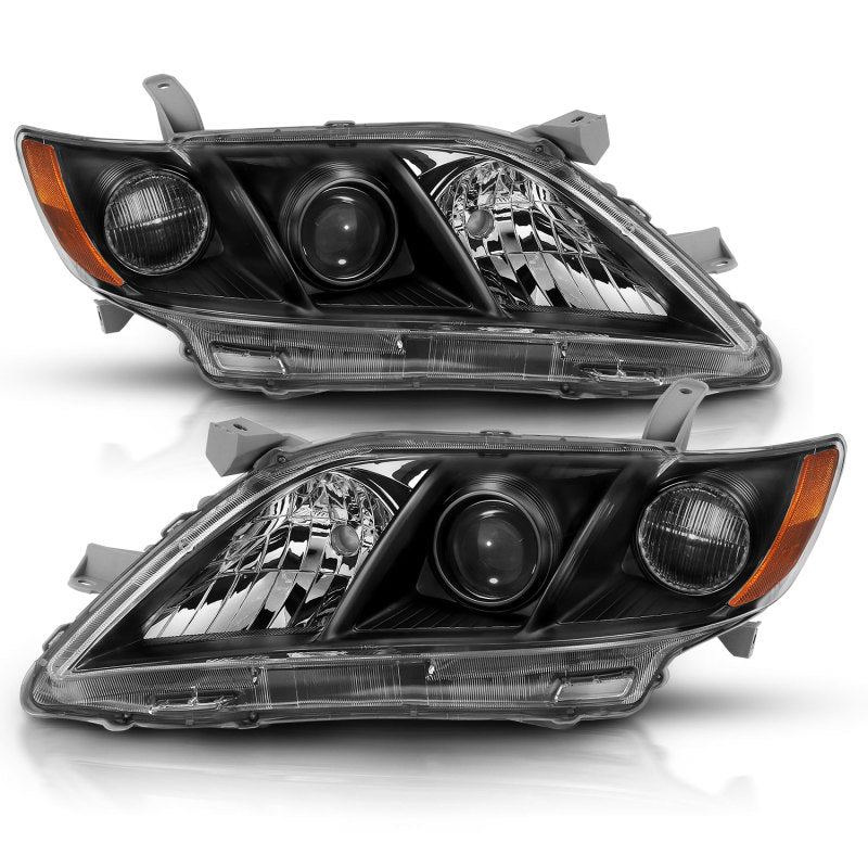 Faros delanteros con proyector ANZO 2007-2009 para Toyota Camry, color negro y ámbar