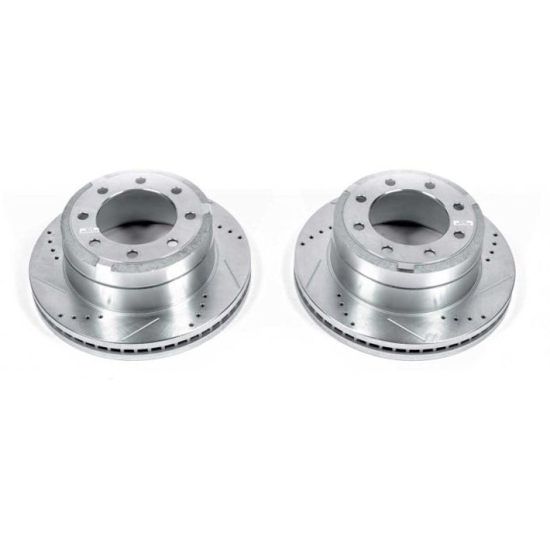 Power Stop Evolution Drilled & Slotted Rear Rotor Pair — Fits 2013-2022 Ford F-250/F-350 Super Duty