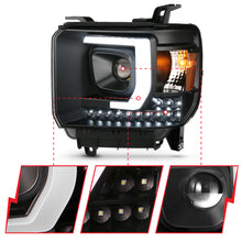 Cargar imagen en el visor de la galería, ANZO 2014-2015 Gmc Sierra 1500HD Projector Plank Style Headlight Black W/ Drl