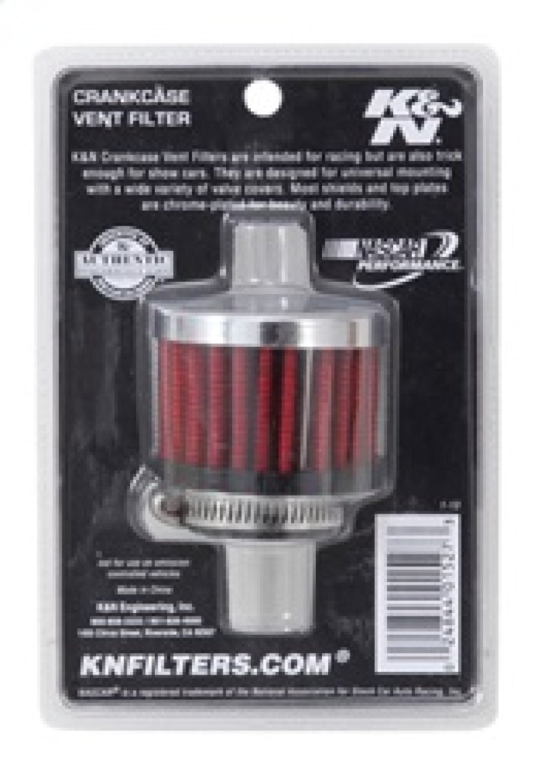 K&N 62-1370 Crankcase Vent Filter - 1in Flange ID Rubber Base Clamp-On