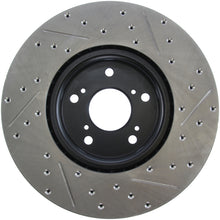 Cargar imagen en el visor de la galería, Rotor delantero derecho ranurado y perforado SportStop para Acura TL (Brembo Caliber) 04-08 de StopTech