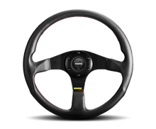 Cargar imagen en el visor de la galería, Momo Tuner Steering Wheel 320 mm - Black Leather/Red Stitch/Black Spokes