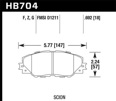 Hawk Performance HPS 5.0 Front Brake Pads — Fits 2006-2018 Toyota RAV4 and Scion tC