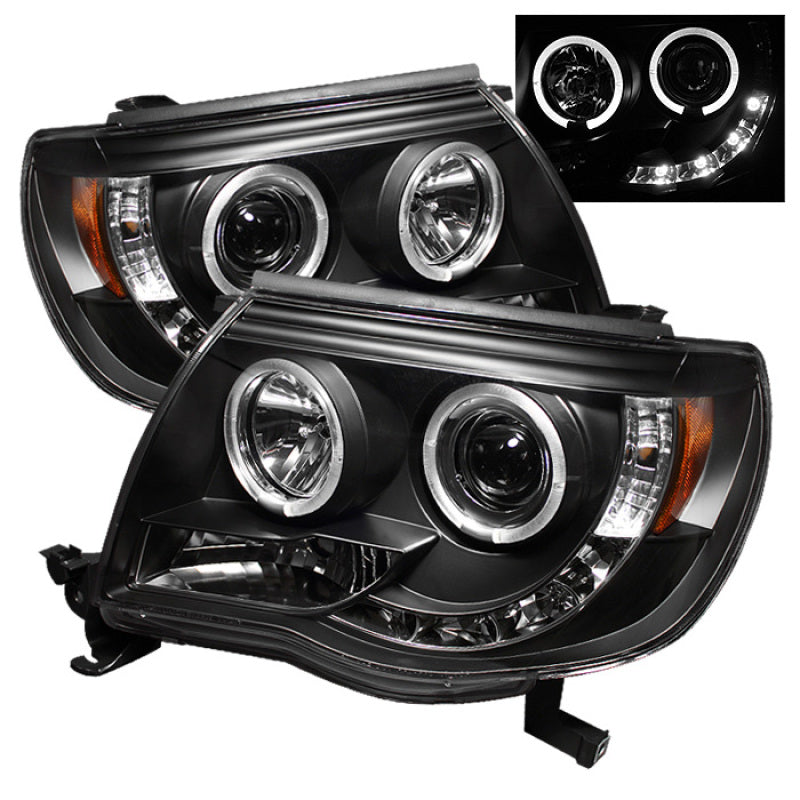 Faros delanteros de proyector Spyder Toyota Tacoma 05-11 LED Halo LED negro alto H1 bajo H1 PRO-YD-TT05-HL-BK