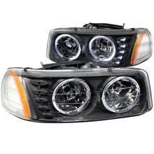 Cargar imagen en el visor de la galería, ANZO 1999-2006 Gmc Sierra 1500 Crystal Headlights w/ Halo and LED Black