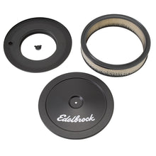 Cargar imagen en el visor de la galería, Edelbrock Air Cleaner Pro-Flo Series Round Steel Top Paper Element 10In Dia X 3 5In Black