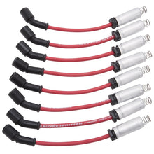 Cargar imagen en el visor de la galería, Juego de cables para bujías Edelbrock LS Truck con manguitos de metal, 99-15, resistencia de 50 ohmios, cable rojo (juego de 8)