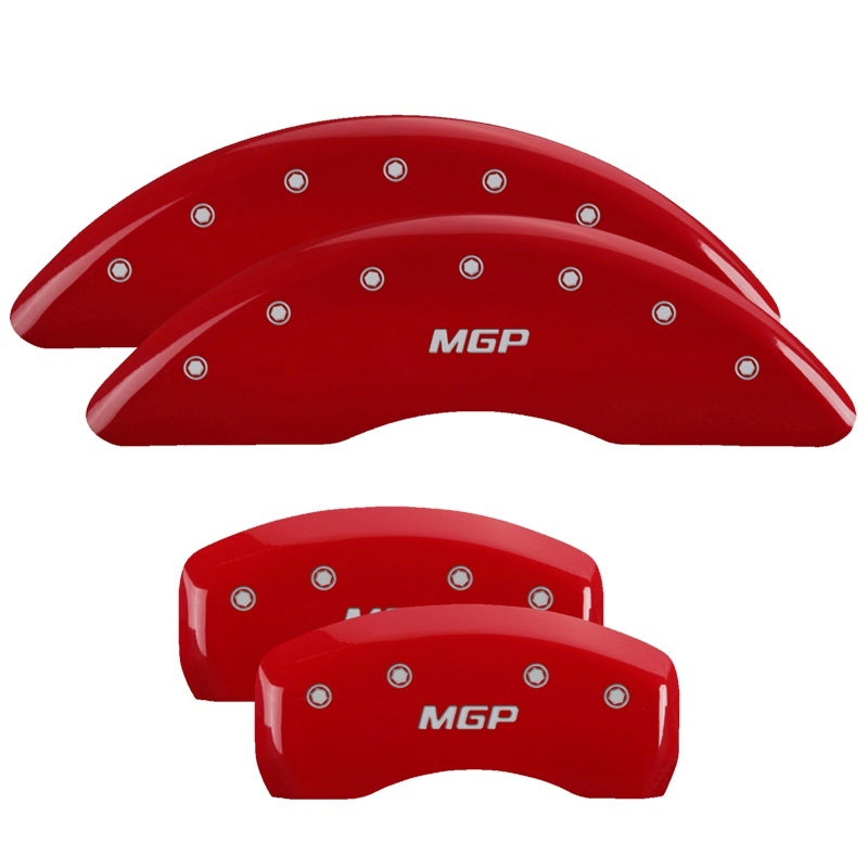 Cubiertas de pinza MGP 4 grabadas delanteras y traseras Acabado rojo 300 plateado