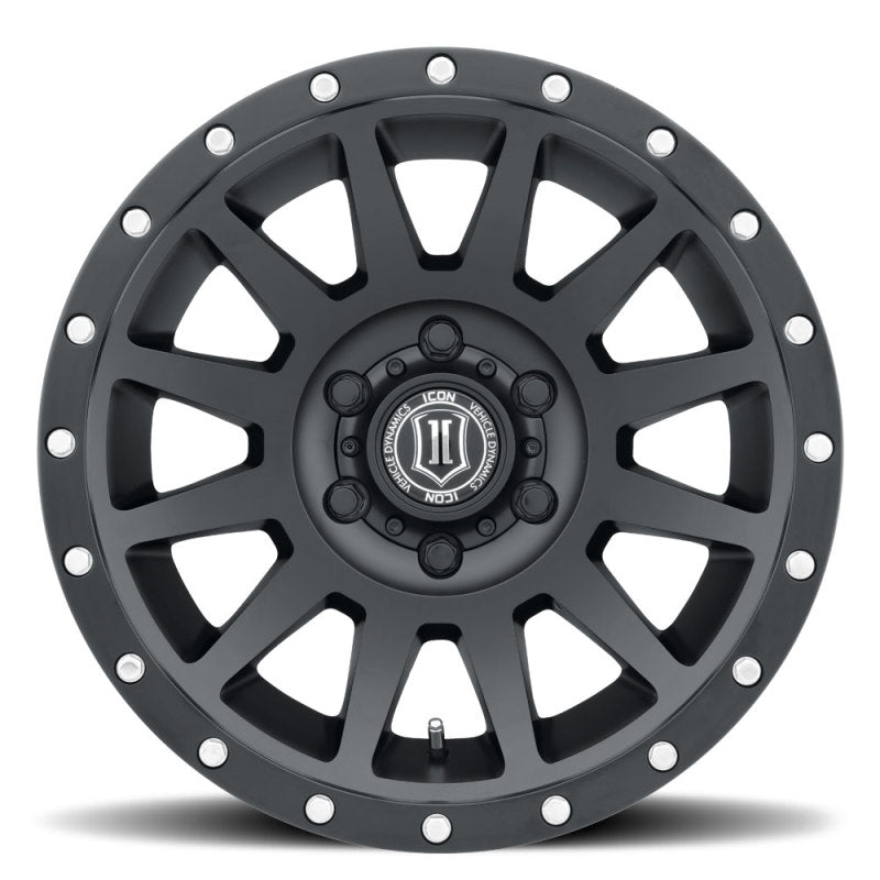 ICON Compression 18x9 6x5.5 0mm Offset Satin Black Wheel — Fits 2007-2024 Chevy Silverado 1500