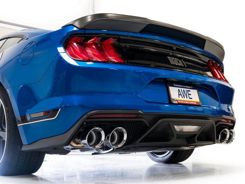 AWE Tuning 21-23 Ford Mustang Mach 1 SwitchPath Cat Back Exhaust w/ Quad Chrome Silver Tips
