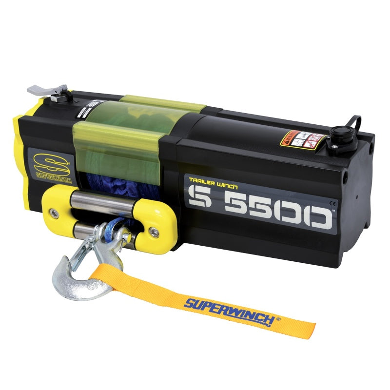 Cabrestante Superwinch S5500 de 5500 libras, 12 V CC, 1/4 pulg. x 60 pies, cuerda sintética