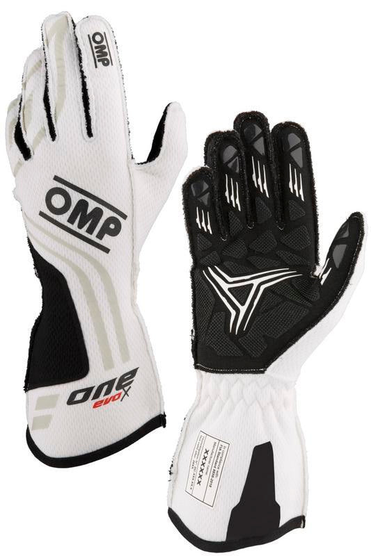 OMP ONE EVO-X MY24 GLOVES FIA 8856-2018 WHITE SZ XS