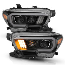 Cargar imagen en el visor de la galería, ANZO 2016-2017 Toyota Tacoma Projector Headlights w/ Plank Style Design Black/Amber w/ DRL