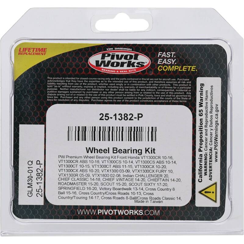 Pivot Works Honda, Indian, Kawasaki, Suzuki, Victory Wheel Bearing Kit Premium Bearings