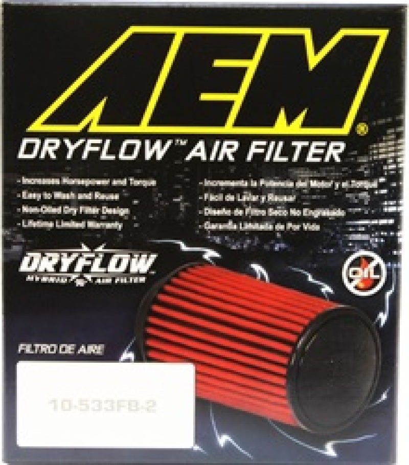 AEM Dryflow 3in. Flange x 5in. OD x 6.5in. H Air Filter — Universal Fit