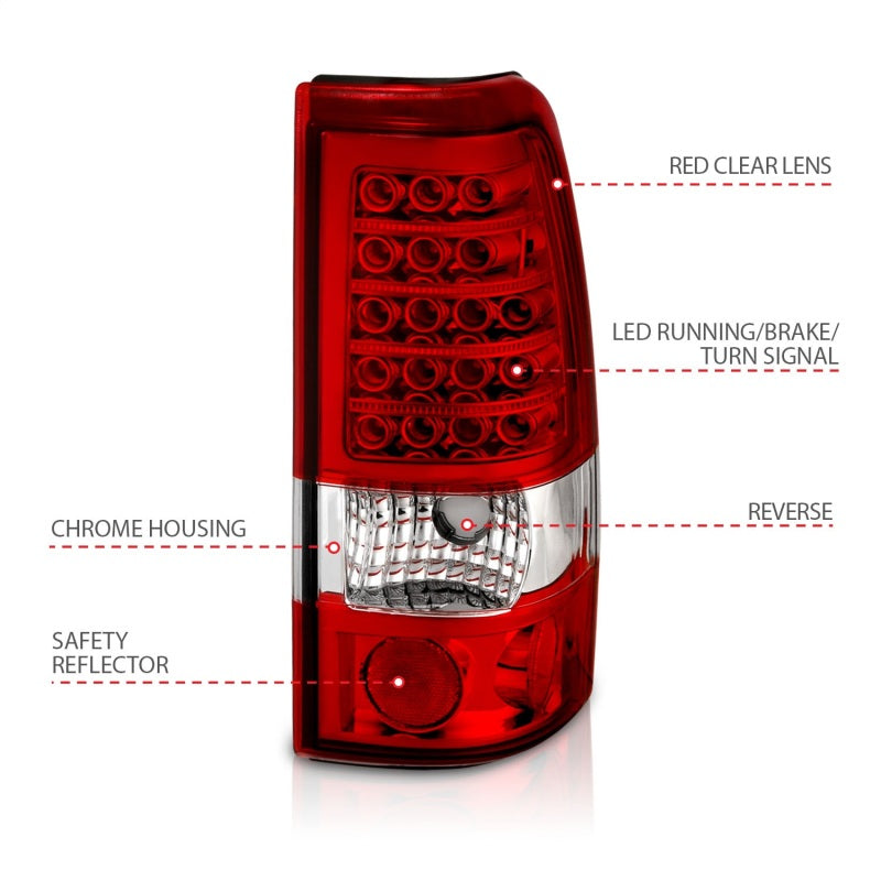 ANZO 1999-2007 Chevrolet Silverado 1500 LED Taillights Red/Clear