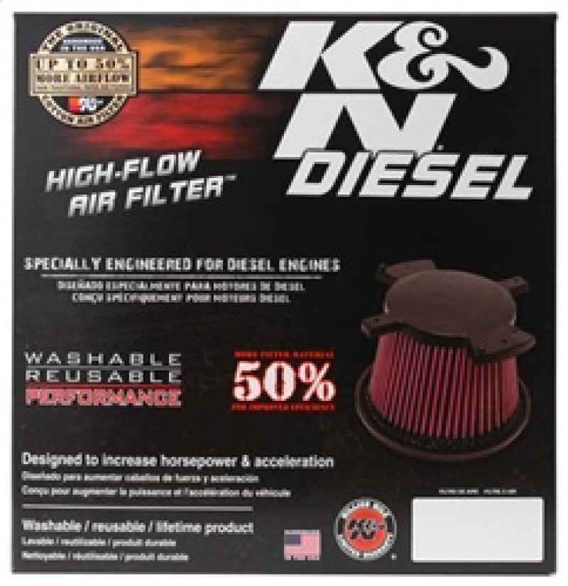 K&N E-0784 High-Flow Drop-In Air Filter — Fits 2007-2009 Dodge Ram 2500/3500 6.7L-L6 DSL