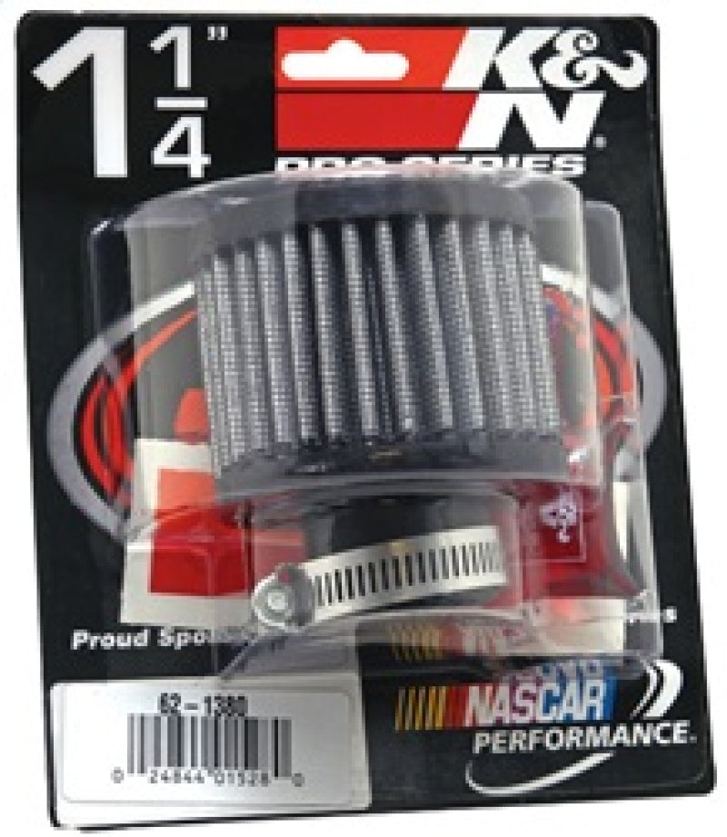 K&N 62-1380 Crankcase Vent Filter — 1.25in Flange ID x 3in OD x 2.5in H Rubber Base