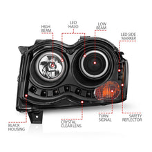 Cargar imagen en el visor de la galería, ANZO 2008-2010 Jeep Grand Cherokee Projector Headlights w/ Halo Black (CCFL)