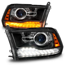 Cargar imagen en el visor de la galería, ANZO 09-18 Dodge Ram 1500/2500/3500 LED Plank Style Headlights Switchback + Sequential - Matte Black