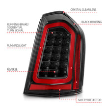 Cargar imagen en el visor de la galería, ANZO 11-14 Chrysler 300 LED Taillights Black w/ Sequential