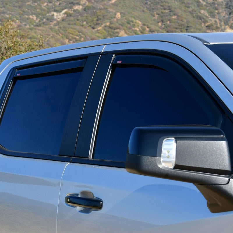 Westin Smoke In-Channel Wind Deflector 4pc — Fits 2019-2024 Chevy Silverado Crew Cab