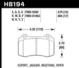 Pastillas de freno delanteras Hawk 92-00 Dodge Viper / 00 Mustang Cobra SVT HPS Street